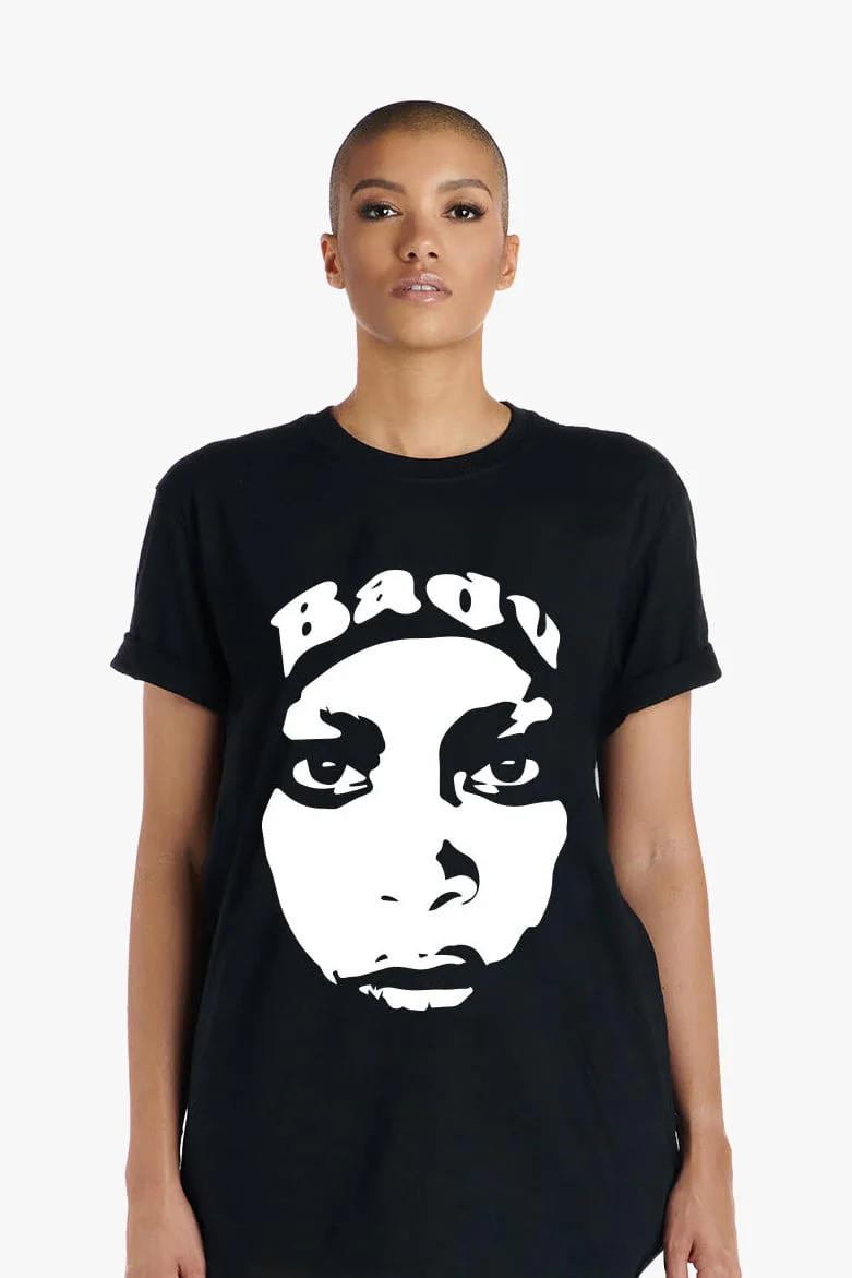 Badu Hooded Face Tee - Black - Image 3